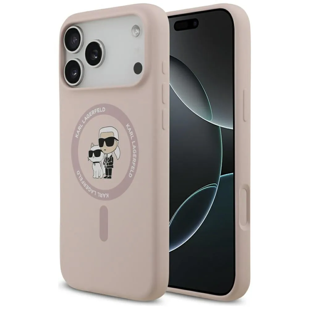 Custodia MagSafe per Apple iPhone 17 Pro Max, Karl Lagerfeld, Ring Karl & Choupette, Rosa - immagine 1