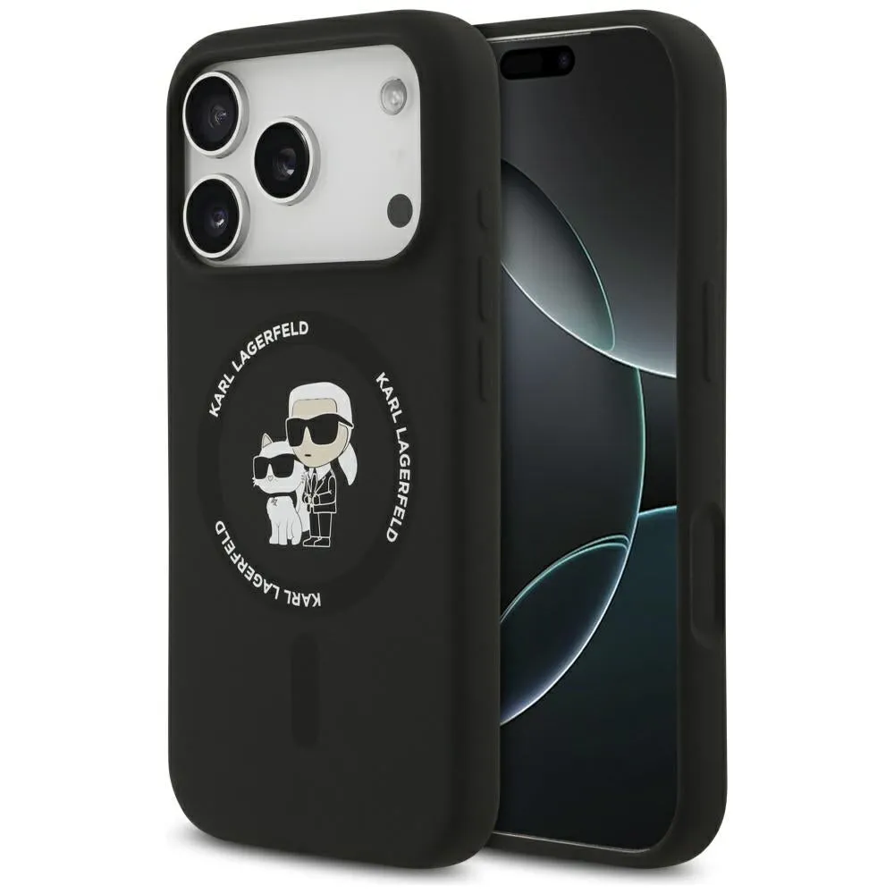 Custodia MagSafe per Apple iPhone 17 Pro Max, Karl Lagerfeld, Ring Karl & Choupette, Nera - immagine 1