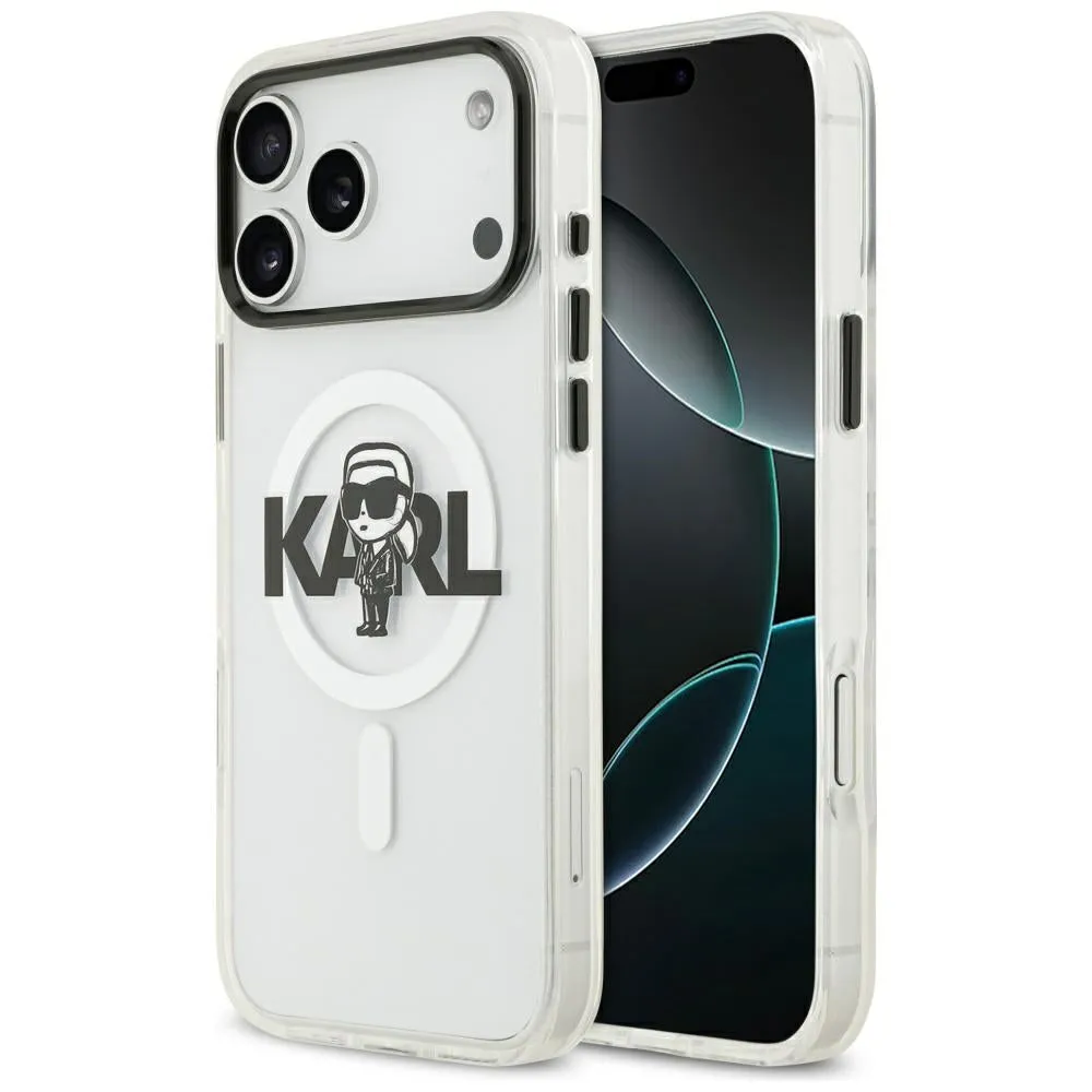 Custodia MagSafe per Apple iPhone 17 Pro Max, Karl Lagerfeld, IML Sketch Logo Karl, Trasparente - immagine 1