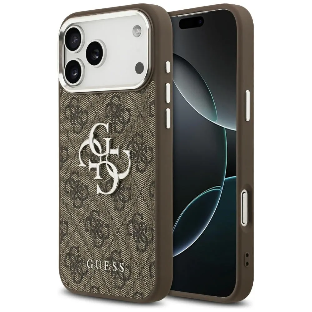 Custodia per Apple iPhone 17 Pro Max, Guess, Big 4G Logo Classic, Marrone Argentato - immagine 1
