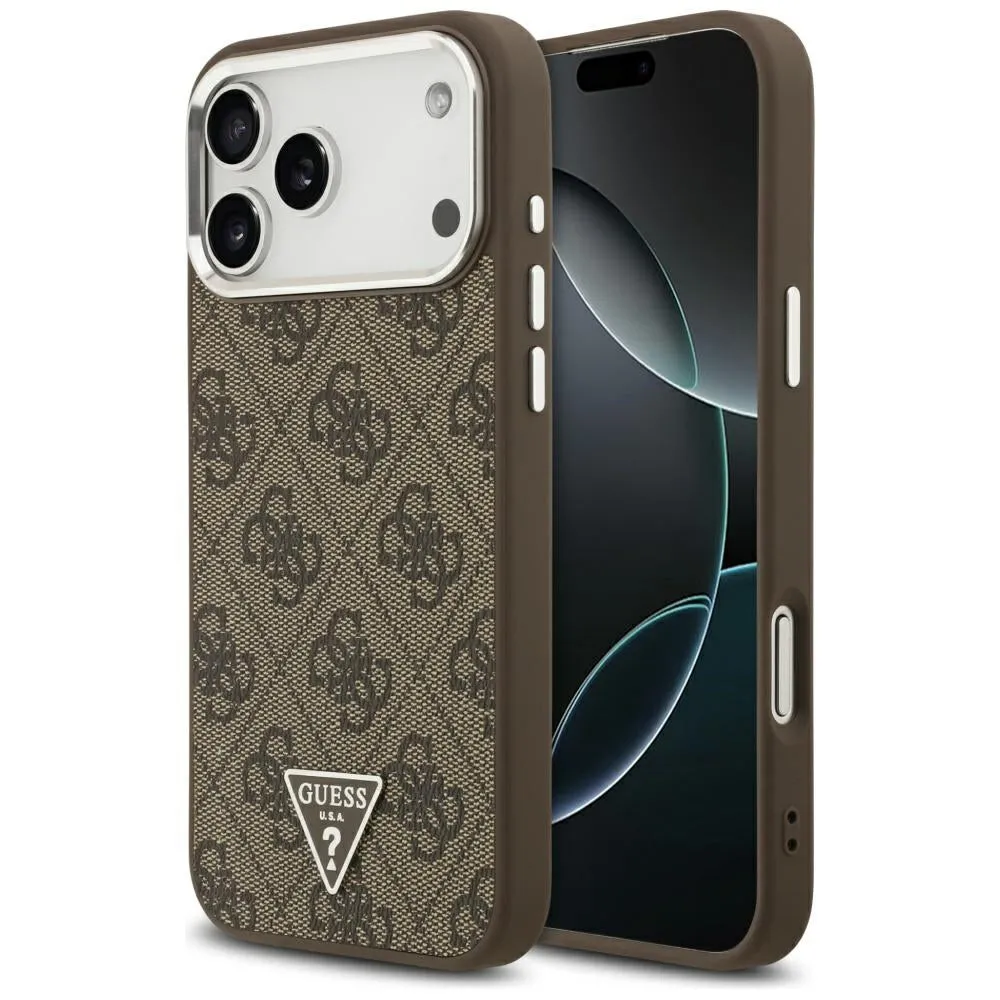 Custodia MagSafe per Apple iPhone 17 Pro Max, Guess, logo triangolo 4G, Marrone - immagine 1