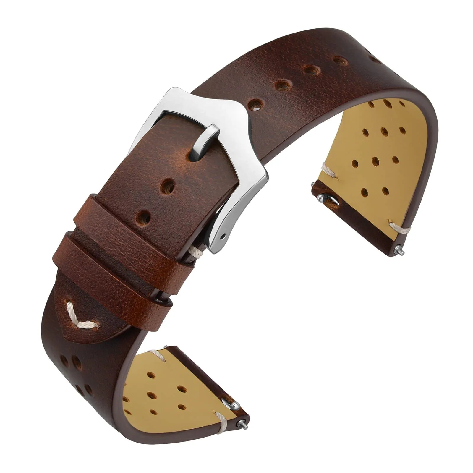 ANNEFIT Cinturini per Orologi in pelle Vintage, Cinturino 20mm a Sgancio Rapido per Uomo e Donna (Marrone) - immagine 1