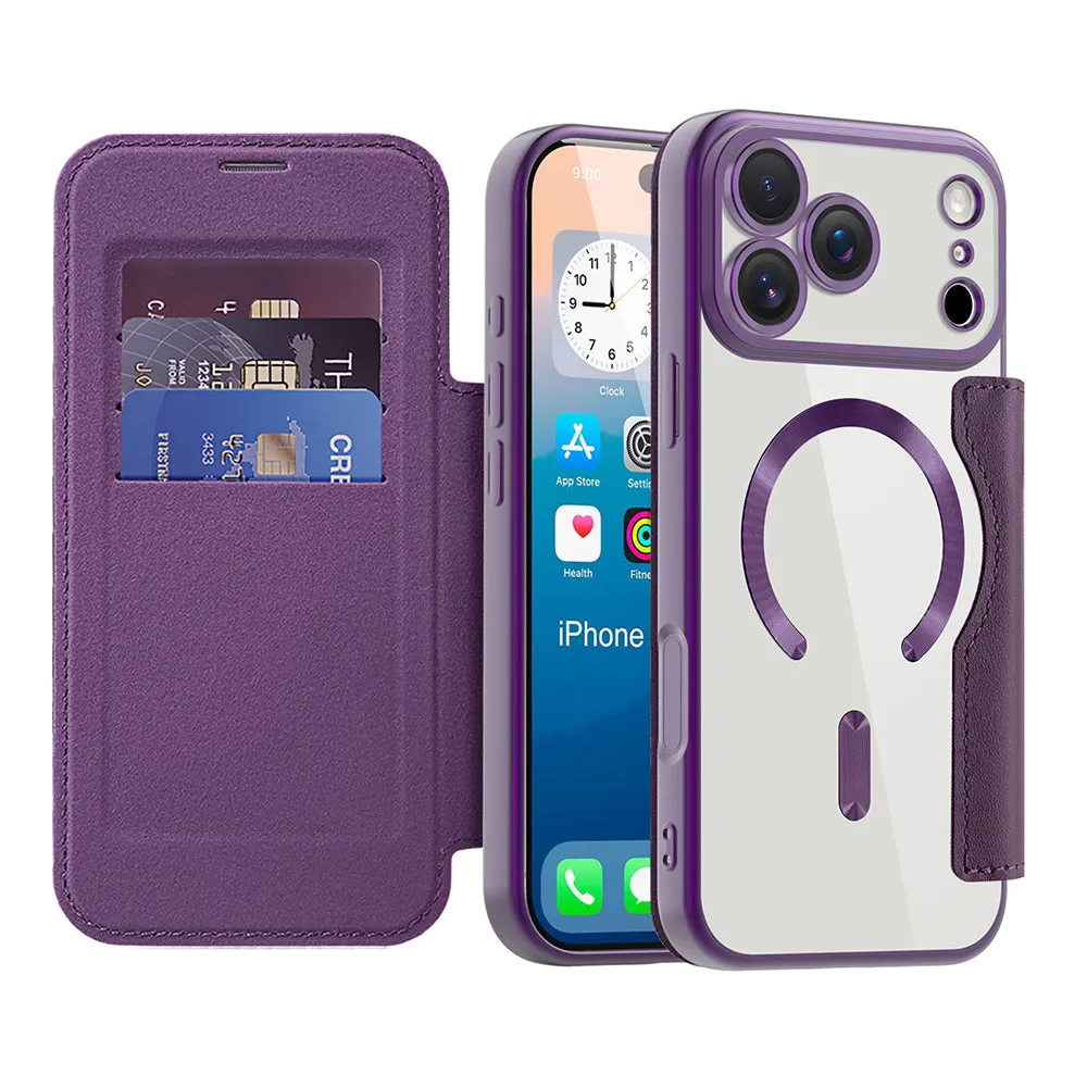 Custodia MagSafe per Apple iPhone 17 Pro, Techsuit, SmartMag Book, Viola - immagine 1