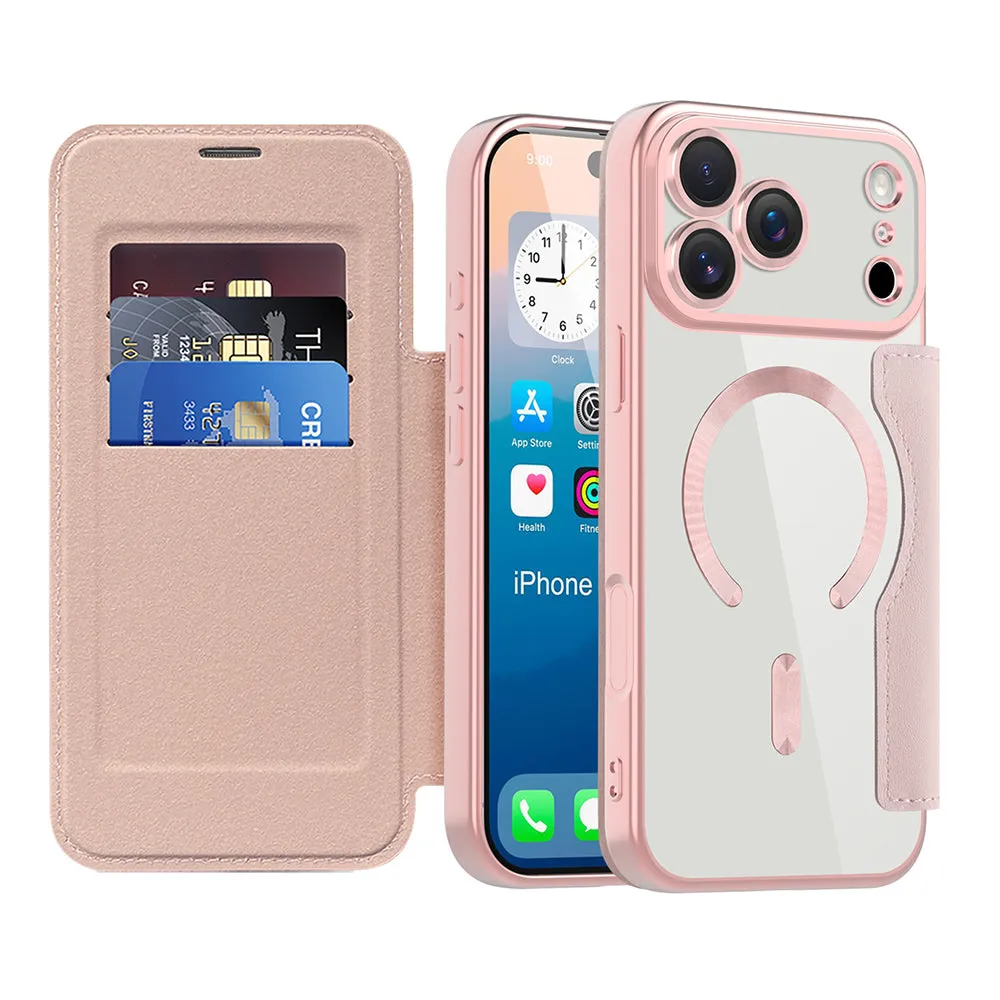 Custodia MagSafe per Apple iPhone 17 Pro, Techsuit, SmartMag Book, Rosa - immagine 1