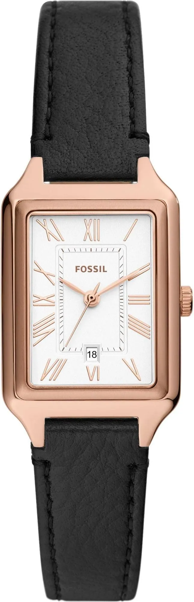 Fossil Orologio Raquel da donna, Movimento al quarzo a tre lancette con cinturino in pelle, 23 mm, Nero e oro rosa - immagine 1