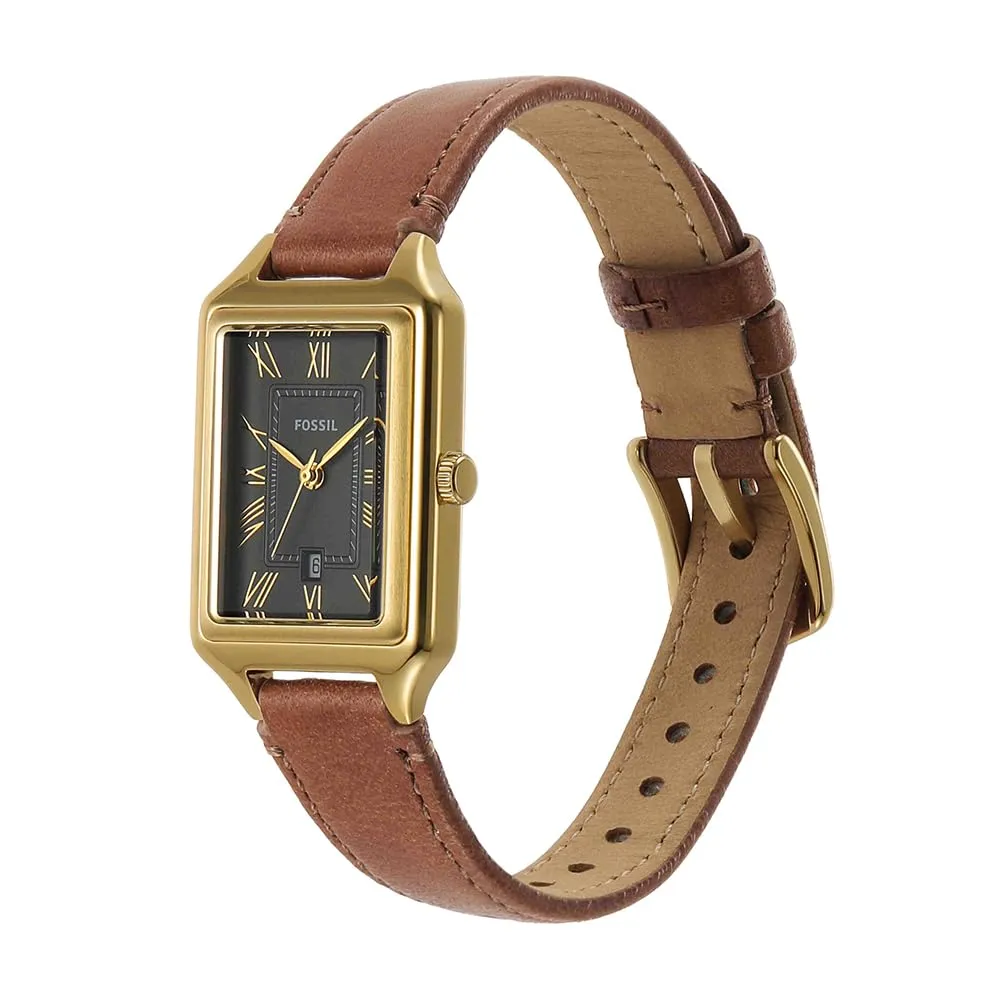 Fossil Orologio Raquel da donna, Movimento al quarzo a tre lancette con cinturino in pelle, 23 mm, Marrone e oro - immagine 3