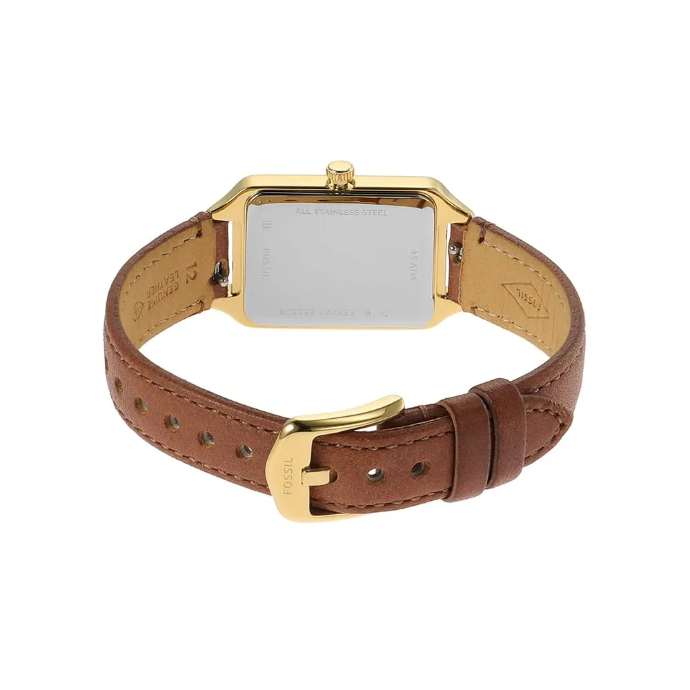 Fossil Orologio Raquel da donna, Movimento al quarzo a tre lancette con cinturino in pelle, 23 mm, Marrone e oro - immagine 4