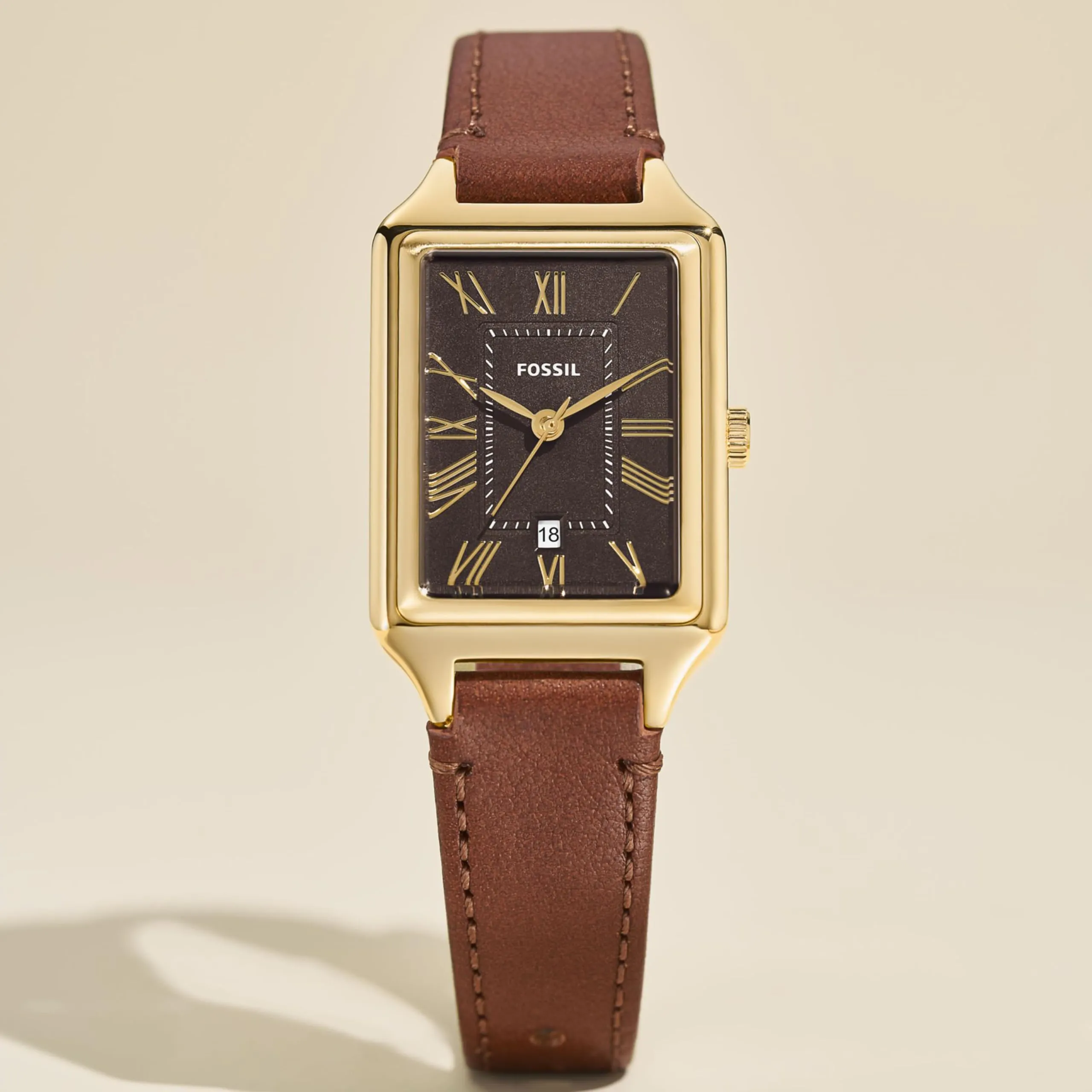 Fossil Orologio Raquel da donna, Movimento al quarzo a tre lancette con cinturino in pelle, 23 mm, Marrone e oro - immagine 5