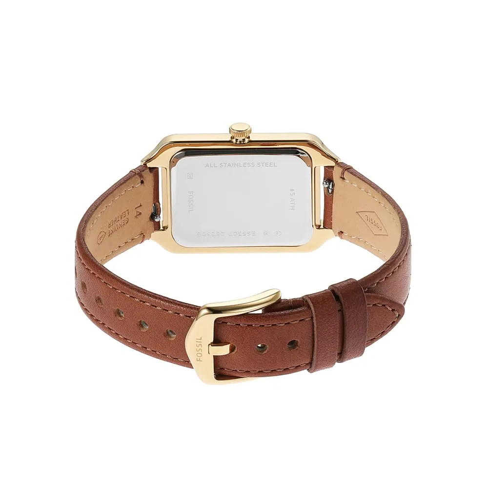 Fossil Orologio Raquel da donna, Movimento al quarzo a tre lancette con cinturino in pelle, 26 mm, Marrone e bianco - immagine 4
