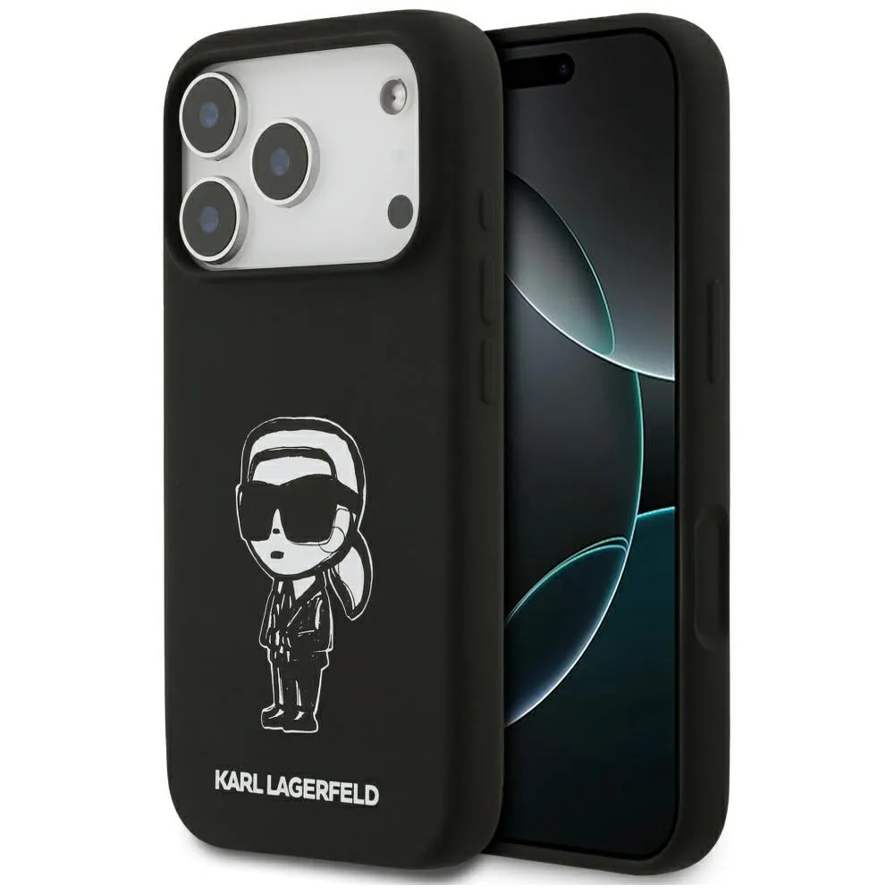 Custodia per Apple iPhone 17 Pro, Karl Lagerfeld, Sketch and Logo Karl, Nera - immagine 1