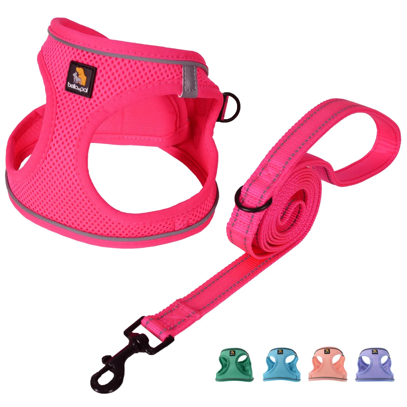 BELLA & PAL Pettorina Cane Taglia Piccola, Pettorine per Cuccioli con Guinzaglio, Step In Riflettente in Air Mesh Morbida e Traspirante, Imbracatura per Cani Poccoli, Fucsia, M - immagine 1
