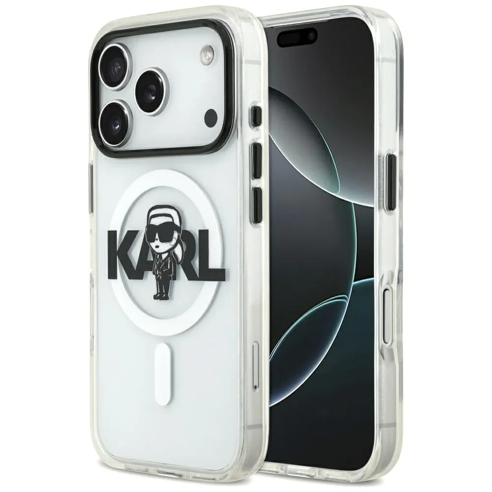 Custodia MagSafe per Apple iPhone 17 Pro, Karl Lagerfeld, IML Sketch Logo Karl, Trasparente - immagine 1