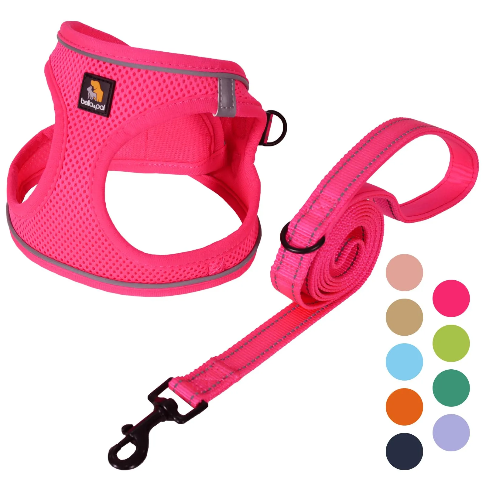 BELLA & PAL Pettorina Cane Taglia Piccola, Pettorine per Cuccioli con Guinzaglio, Step In Riflettente in Air Mesh Morbida e Traspirante, Imbracatura per Cani Poccoli, Fucsia, S - immagine 1