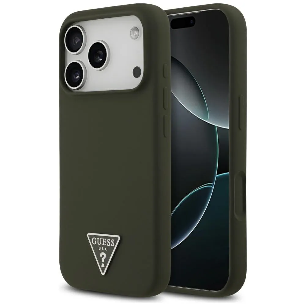 Custodia MagSafe per Apple iPhone 17 Pro, Guess, Logo Triangolo, Kaki - immagine 1