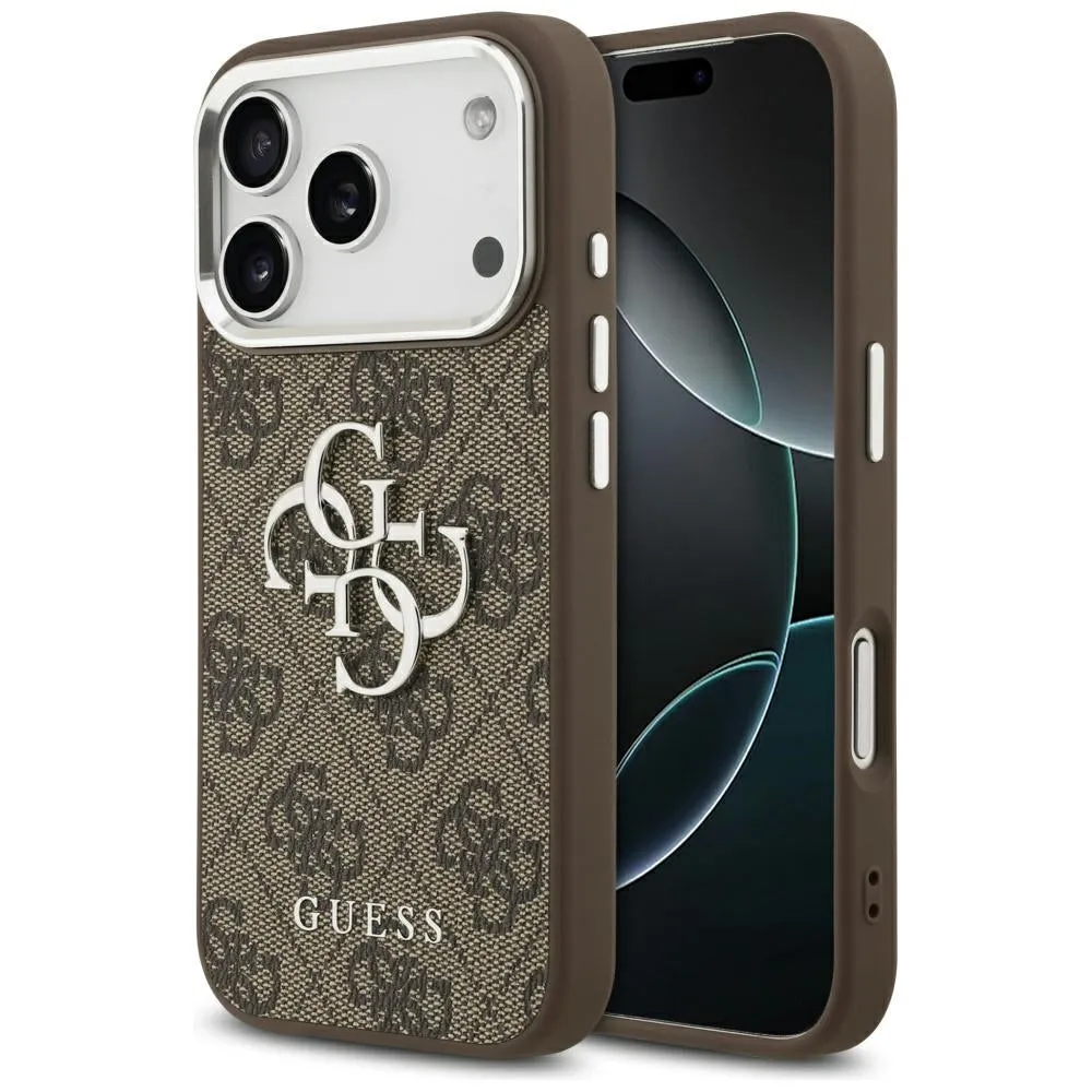 Custodia per Apple iPhone 17 Pro, Guess, Big 4G Logo Classic, Marrone Argentato - immagine 1