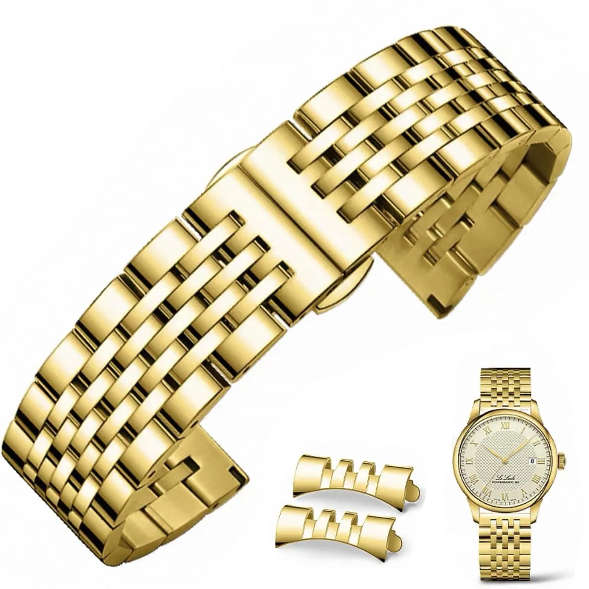 FOUUA Cinturino per Orologio in Acciaio Inossidabile con Estremità Dritta e Curva Cinturino per Orologio in Metallo Solido Premium 16mm 18mm 19mm 20mm 22mm per Uomo Donna - immagine 1
