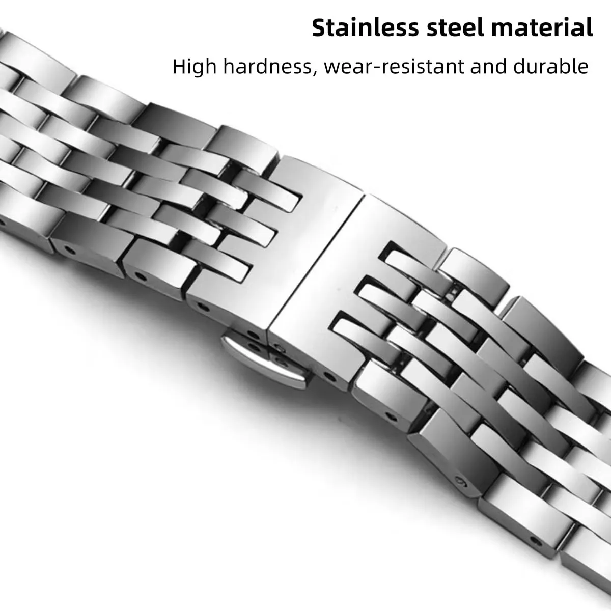 FOUUA Cinturino per Orologio in Acciaio Inossidabile con Estremità Dritta e Curva Cinturino per Orologio in Metallo Solido Premium 16mm 18mm 19mm 20mm 22mm per Uomo Donna - immagine 2
