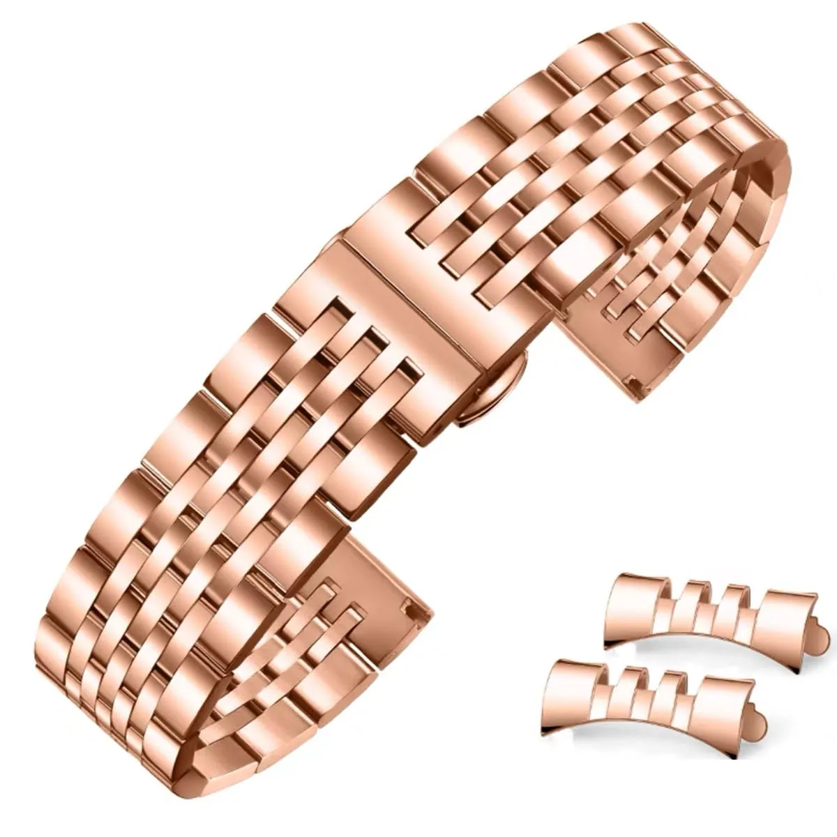FOUUA Cinturino per Orologio in Acciaio Inossidabile con Estremità Dritta e Curva Cinturino per Orologio in Metallo Solido Premium 16mm 18mm 19mm 20mm 22mm per Uomo Donna - immagine 1