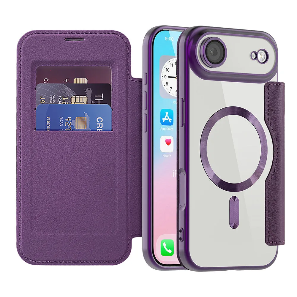 Custodia MagSafe per Apple iPhone 17 Air, Techsuit, SmartMag Book, Viola - immagine 1