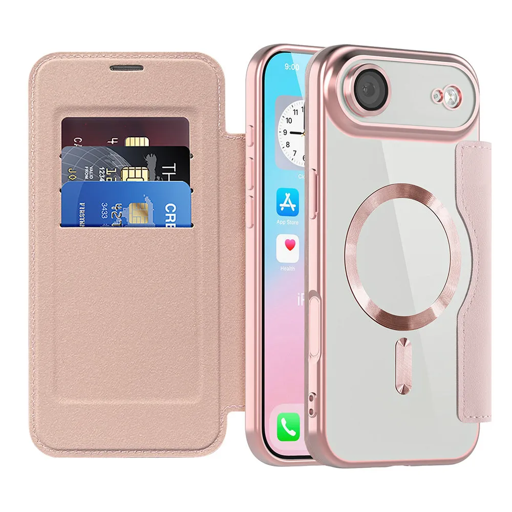Custodia MagSafe per Apple iPhone 17 Air, Techsuit, SmartMag Book, Rosa - immagine 1
