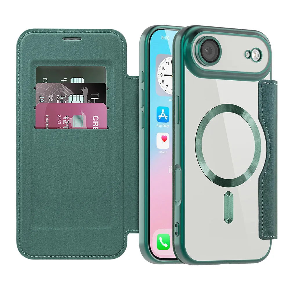 Custodia MagSafe per Apple iPhone 17 Air, Techsuit, SmartMag Book, Verde - immagine 1