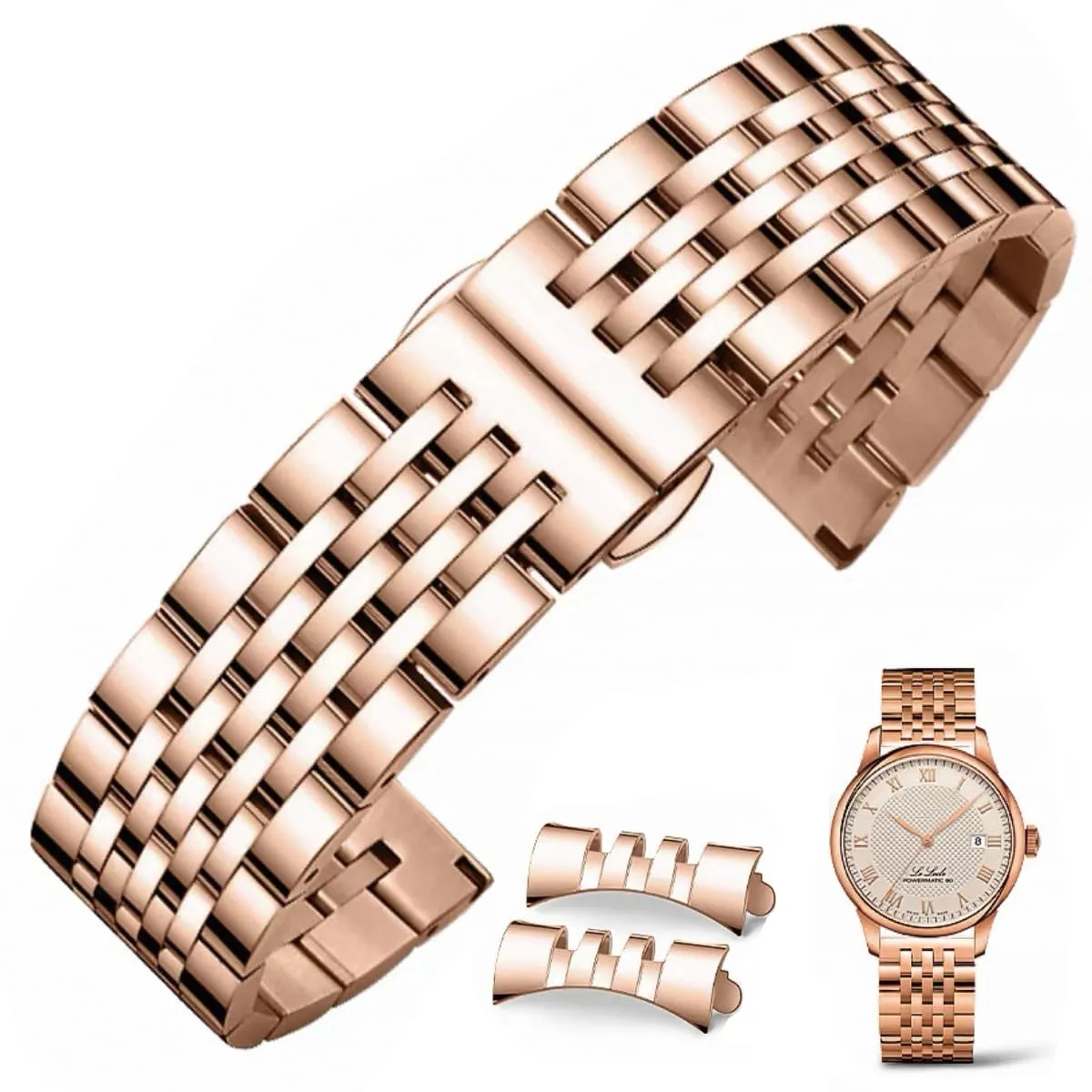 FOUUA Cinturino per Orologio in Acciaio Inossidabile con Estremità Dritta e Curva Cinturino per Orologio in Metallo Solido Premium 16mm 18mm 19mm 20mm 22mm per Uomo Donna - immagine 1