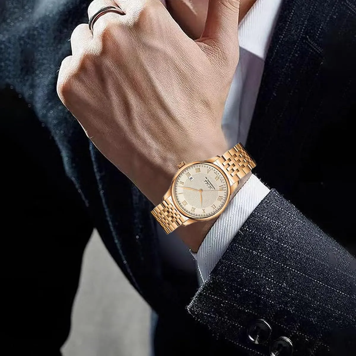 FOUUA Cinturino per Orologio in Acciaio Inossidabile con Estremità Dritta e Curva Cinturino per Orologio in Metallo Solido Premium 16mm 18mm 19mm 20mm 22mm per Uomo Donna - immagine 6