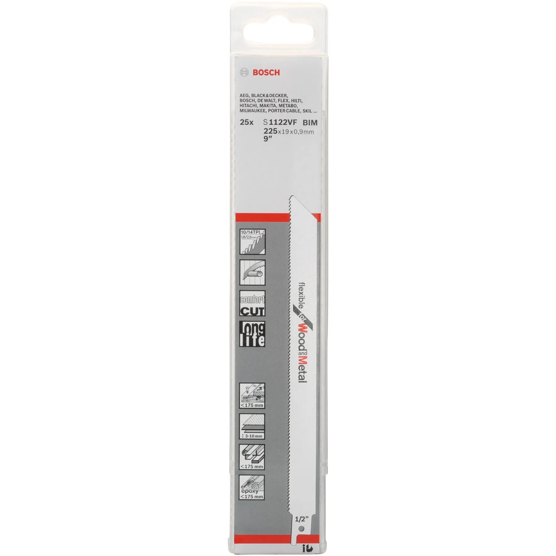 Lame per sega a gattuccio S 1122 VF Flexible per legno e metallo, 25 pezzi, Lama per sega - immagine 1