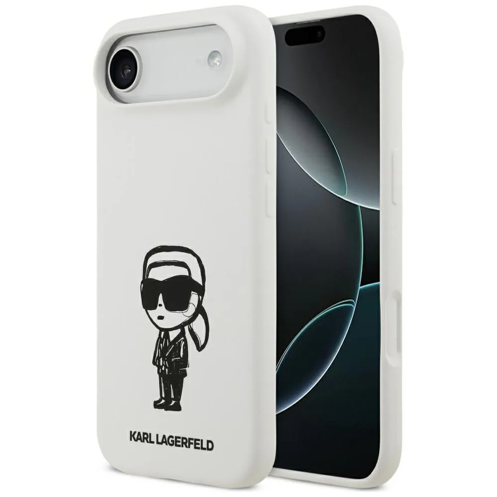 Custodia per Apple iPhone 17 Air, Karl Lagerfeld, Sketch and Logo Karl, Bianca - immagine 1