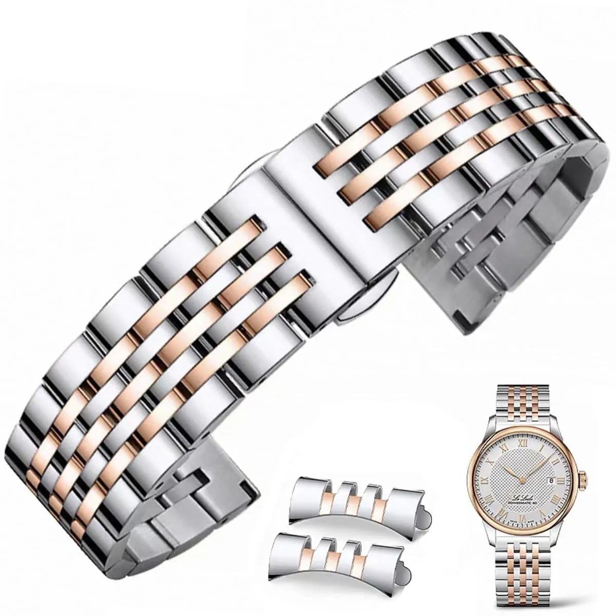 FOUUA Cinturino per Orologio in Acciaio Inossidabile con Estremità Dritta e Curva Cinturino per Orologio in Metallo Solido Premium 16mm 18mm 19mm 20mm 22mm per Uomo Donna - immagine 1