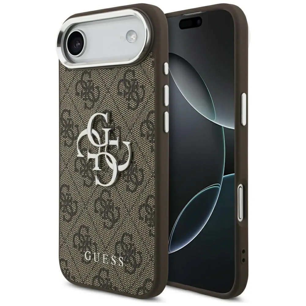 Custodia per Apple iPhone 17 Air, Guess, Big 4G Logo Classic, Marrone Argentato - immagine 1