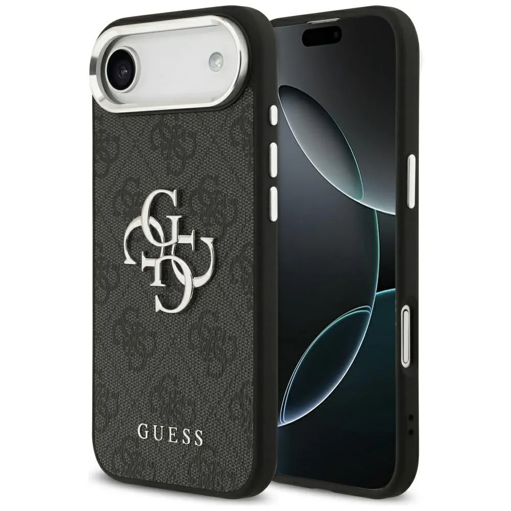 Custodia per Apple iPhone 17 Air, Guess, Big 4G Logo Classic, Nera Argentata - immagine 1