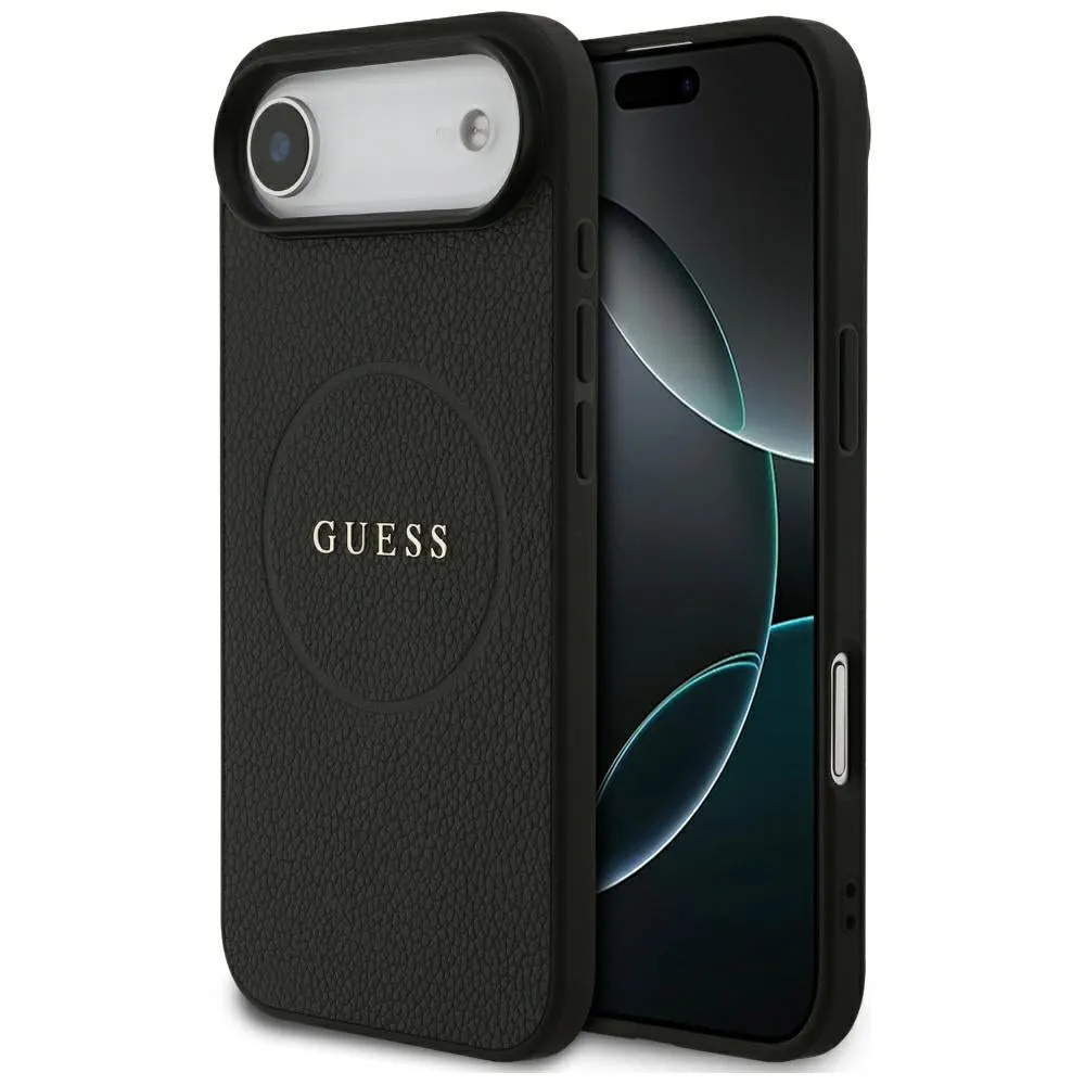 Custodia MagSafe per Apple iPhone 17 Air, Guess, Grained Gold Ring, Nera - immagine 1