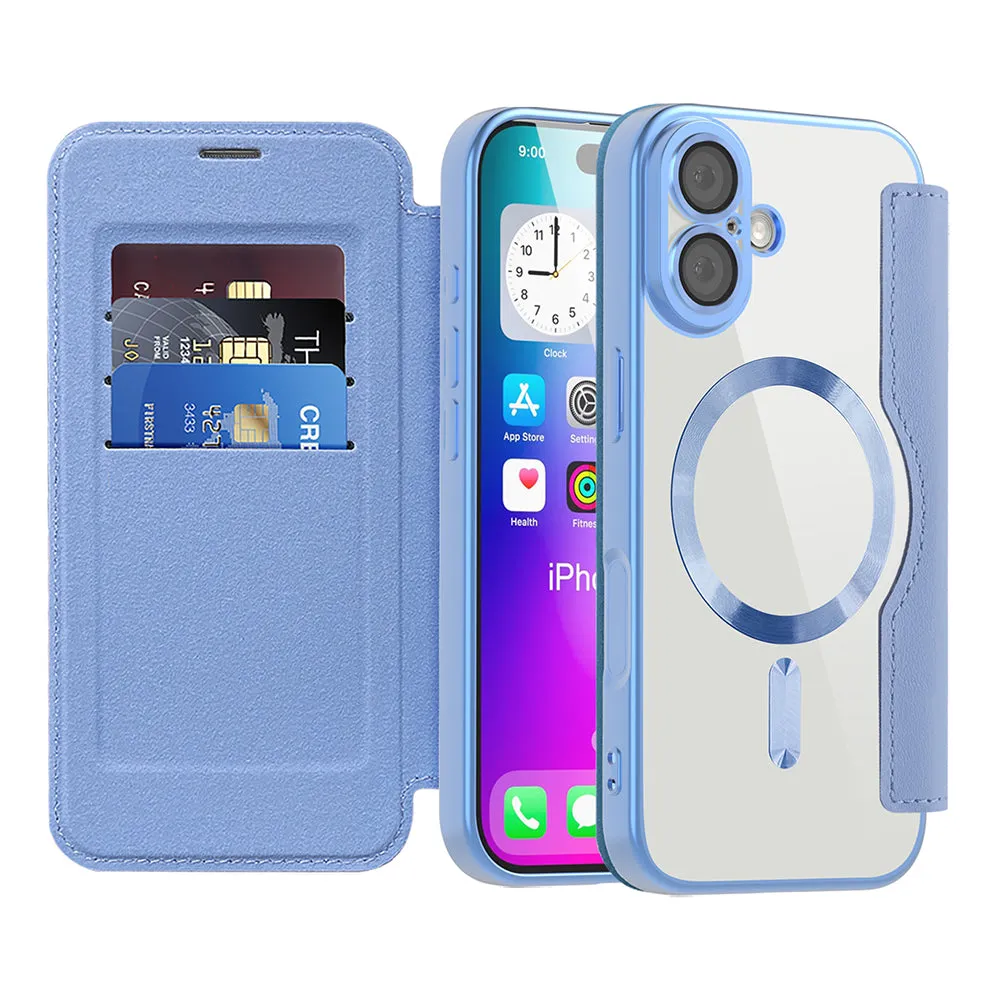 Custodia MagSafe per Apple iPhone 17, Techsuit, SmartMag Book, Blu - immagine 1