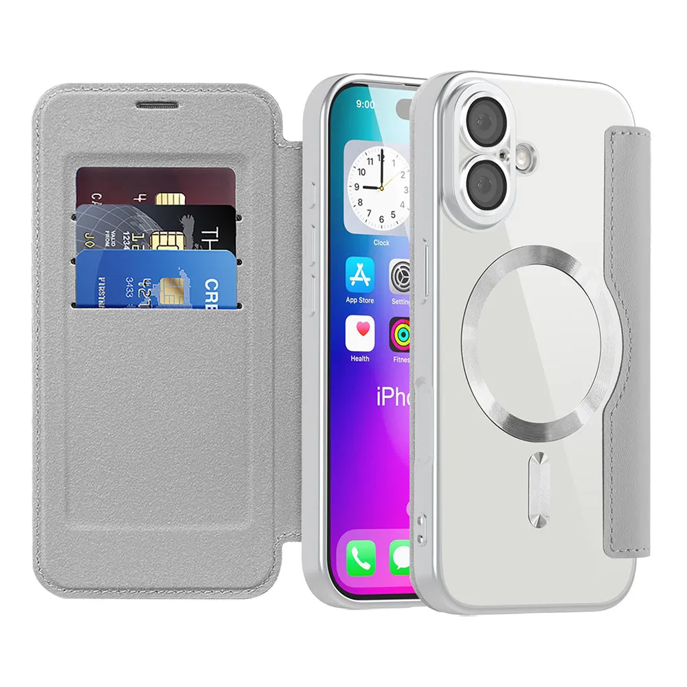 Custodia MagSafe per Apple iPhone 17, Techsuit, SmartMag Book, Grigio - immagine 1