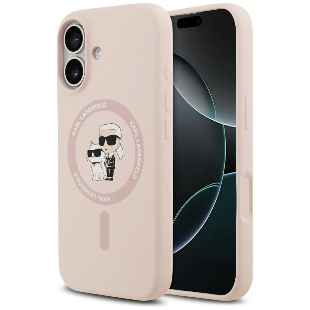 Custodia MagSafe per Apple iPhone 17, Karl Lagerfeld, Ring Karl & Choupette, Rosa - immagine 1