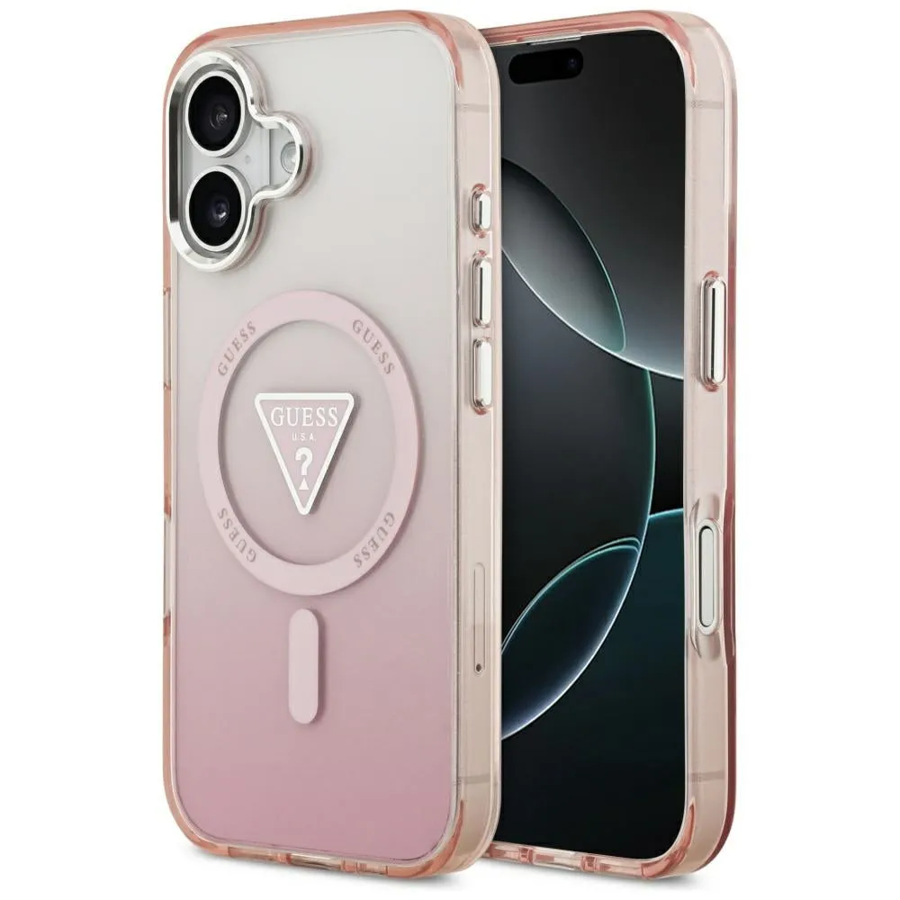 Custodia MagSafe per Apple iPhone 17, Guess, Logo Triangolo Gradiente IML, Rosa - immagine 1