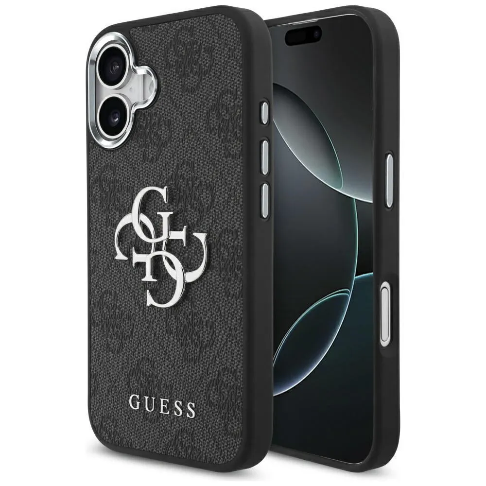 Custodia per Apple iPhone 17, Guess, Big 4G Logo Classic, Nera Argentata - immagine 1