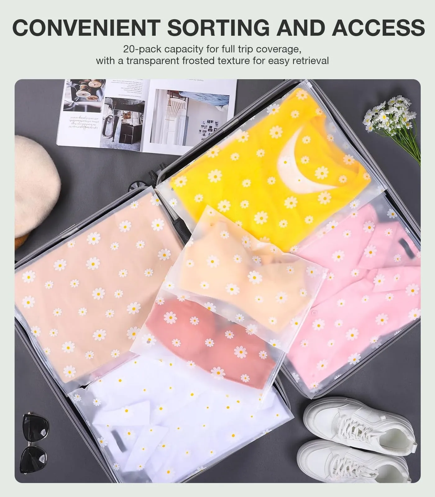 AiQInu 20 Pezzi Sacchetti per Vestiti Trasparenti Plastica, Sacchetti Vestiti Viaggio, Borsa Valigia Organizer, Trasparenti Plastica da Zip - immagine 3