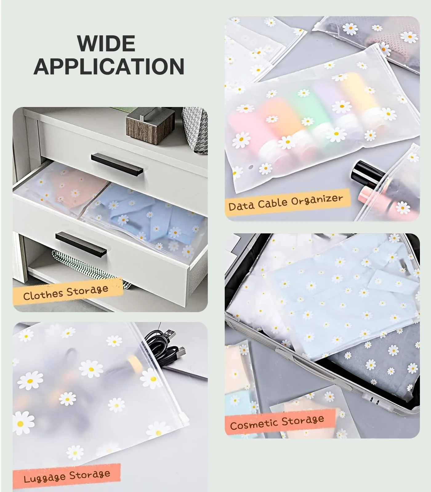 AiQInu 20 Pezzi Sacchetti per Vestiti Trasparenti Plastica, Sacchetti Vestiti Viaggio, Borsa Valigia Organizer, Trasparenti Plastica da Zip - immagine 6