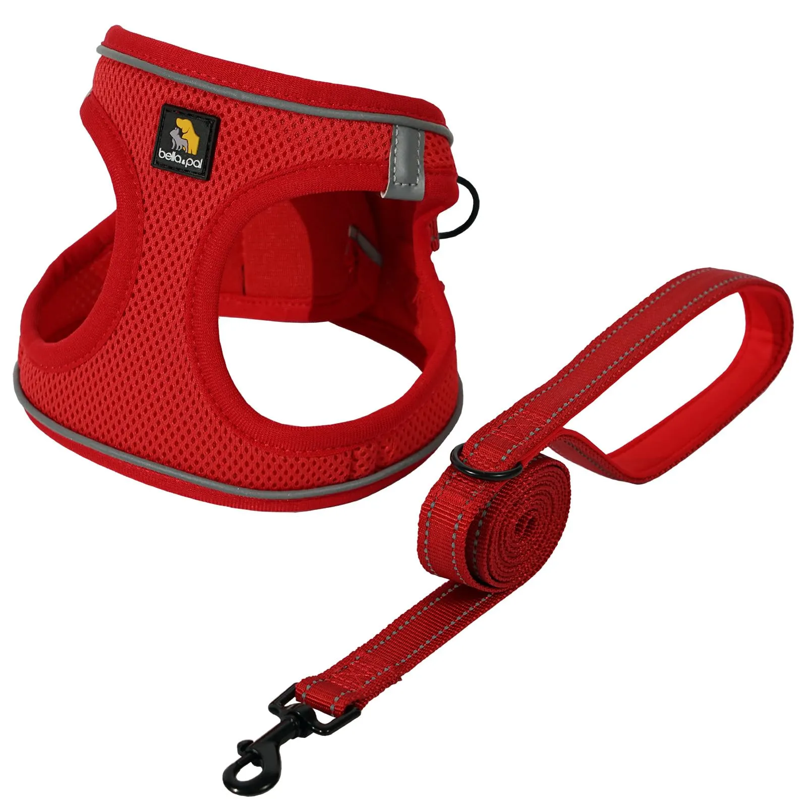 BELLA & PAL Pettorina Cane Taglia Piccola, Pettorine per Cuccioli con Guinzaglio, Step In Riflettente in Air Mesh Morbida e Traspirante, Imbracatura per Cani Poccoli, Rosso, XXS - immagine 1