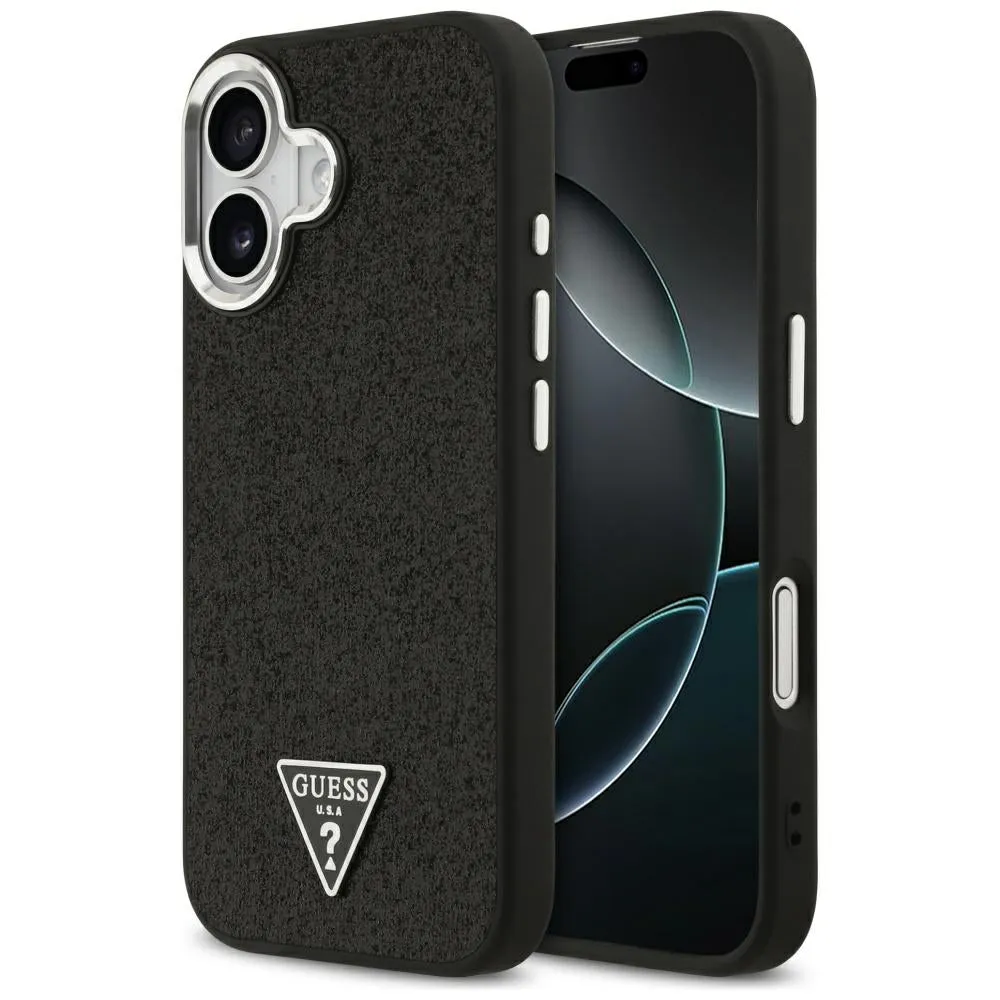 Custodia MagSafe per Apple iPhone 17, Guess, Glitter Triangle Logo, Nera - immagine 1