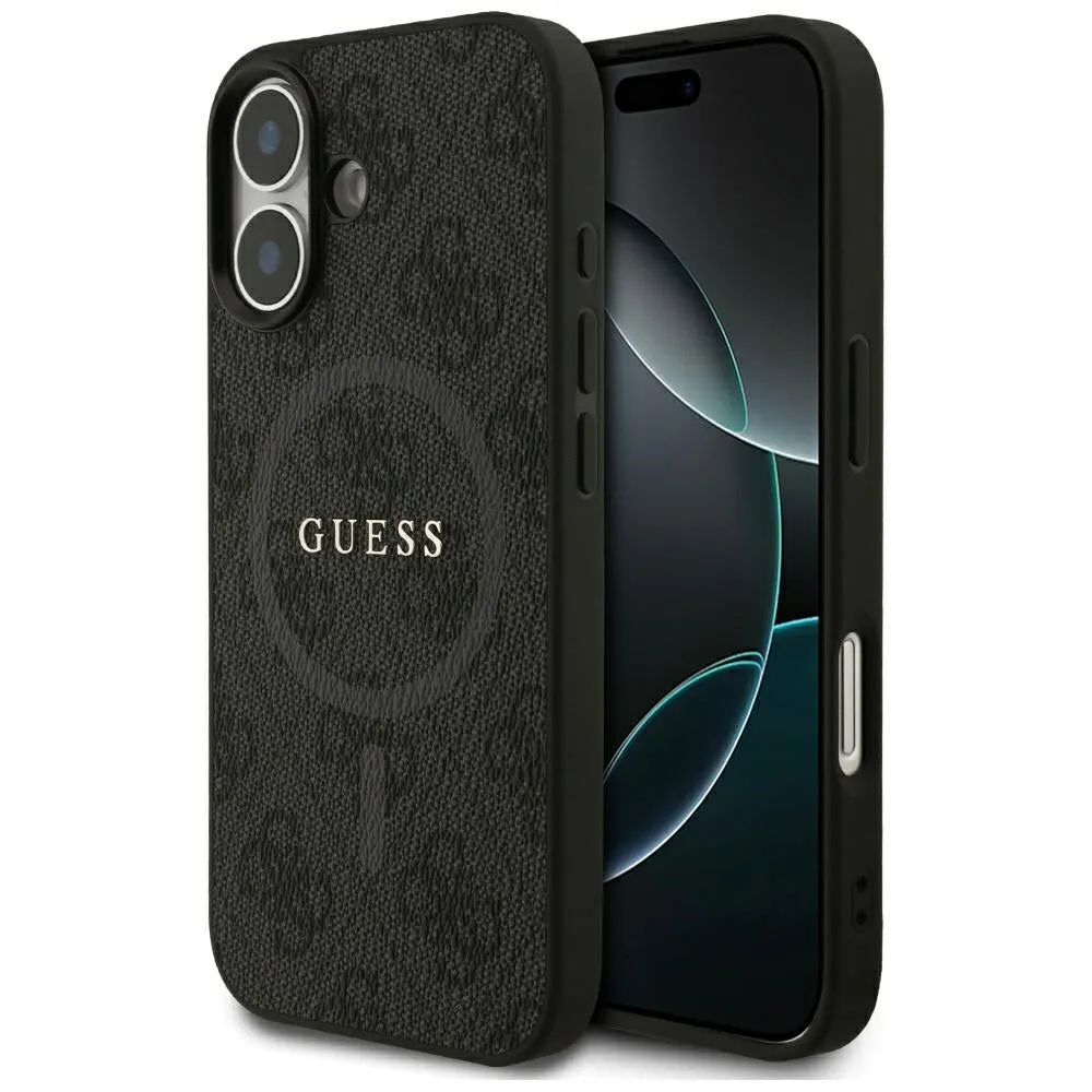 Custodia MagSafe per Apple iPhone 17, Guess, 4G Ring Classic Logo, Nera - immagine 1