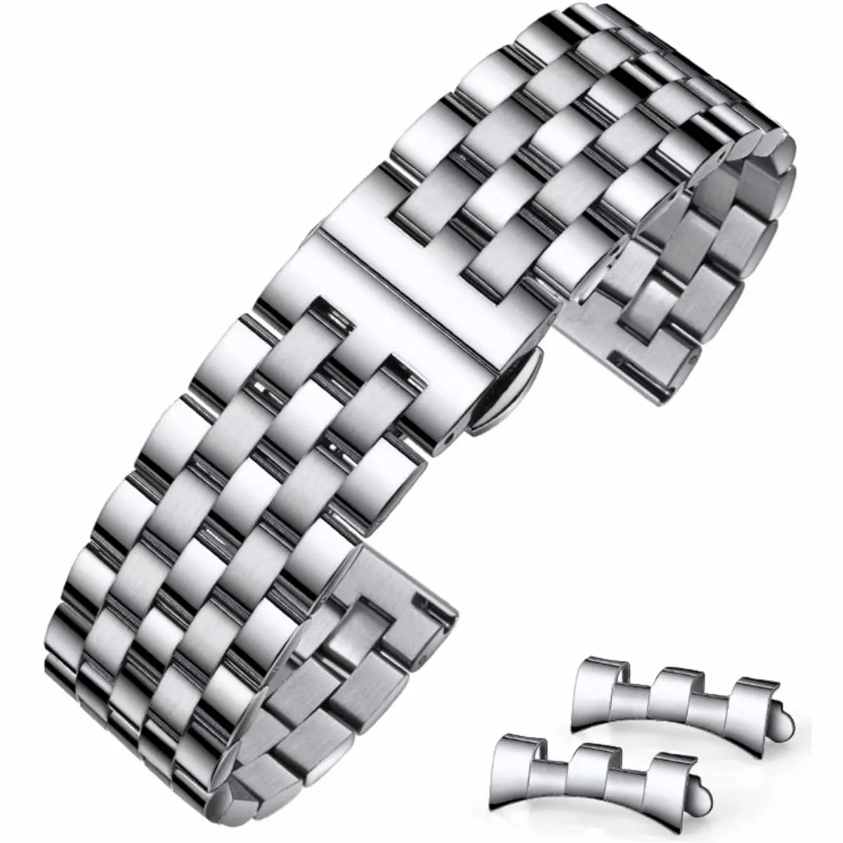 HEYOZURY Cinturini per Orologio in Metallo in Acciaio Inossidabile per Orologi con Estremità Dritta e Curva 18mm 19mm 20mm 21mm 22mm 24mm Cinturini di Ricambio in Braccialetti per Uomini Donne - immagine 1