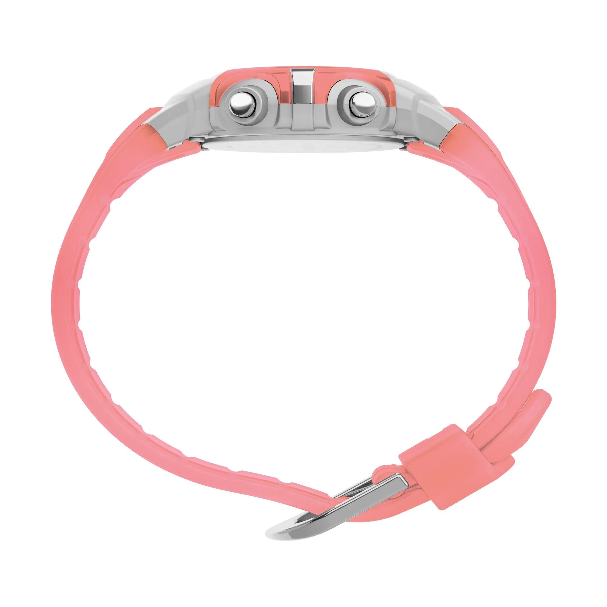 Timex Orologio sportivo unisex da 33 mm, cinturino in resina rosa, quadrante digitale, cassa argentata TW5M61600 - immagine 2