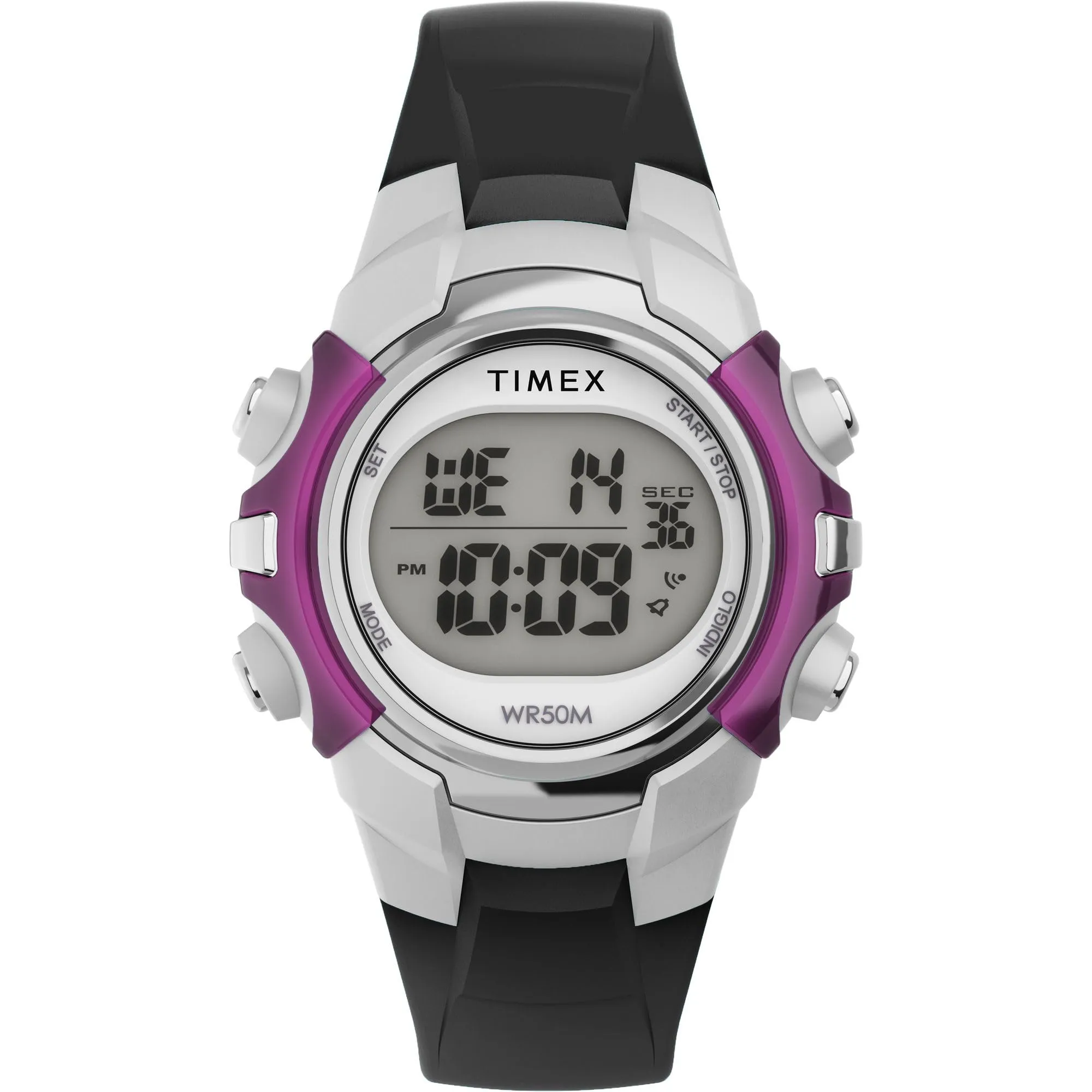 Timex Orologio sportivo unisex da 33 mm, cinturino in resina nera, quadrante digitale, cassa nera TW5M62700 - immagine 1