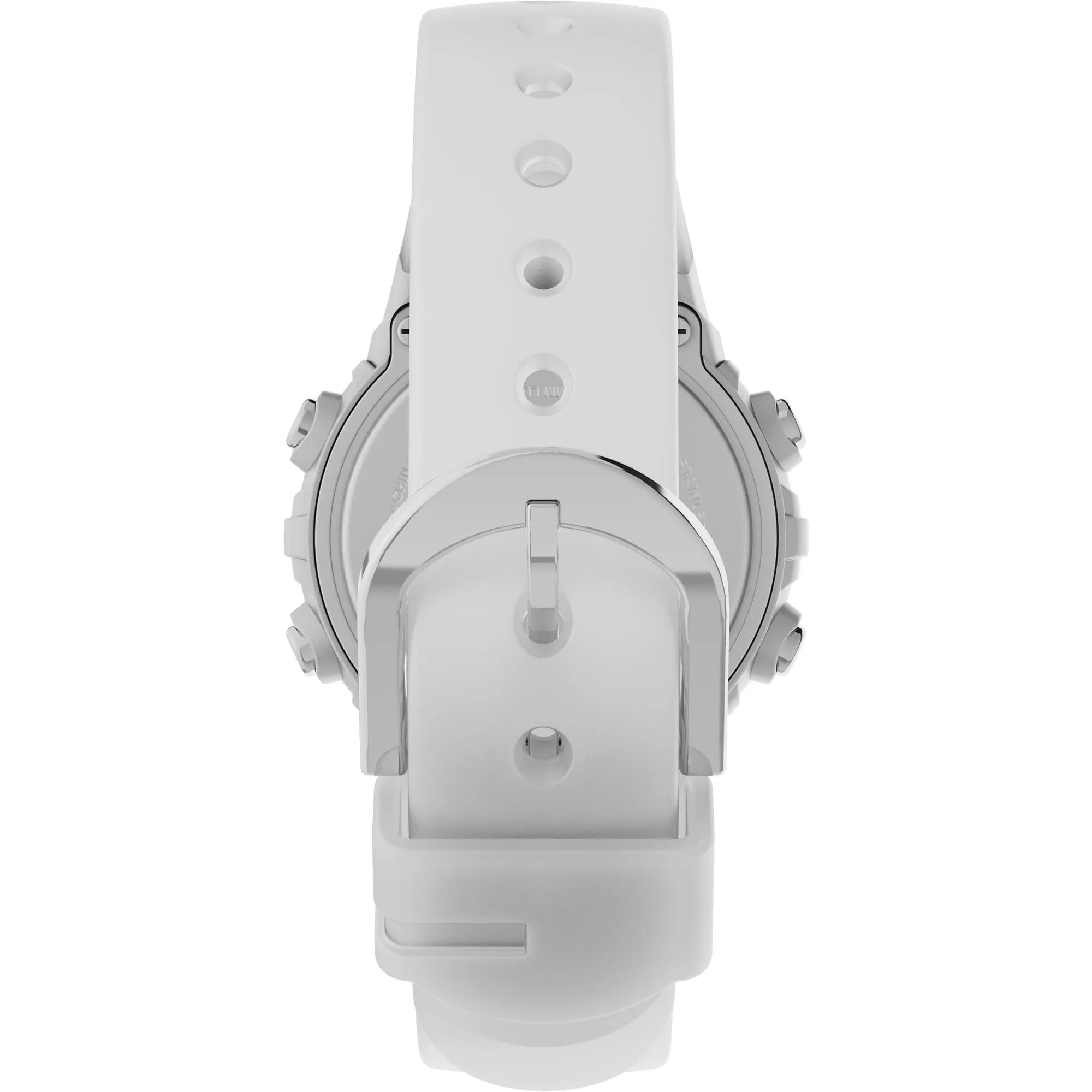 Timex Orologio sportivo unisex da 33 mm, cinturino in resina bianca, quadrante digitale, cassa argentata TW5M61500 - immagine 3