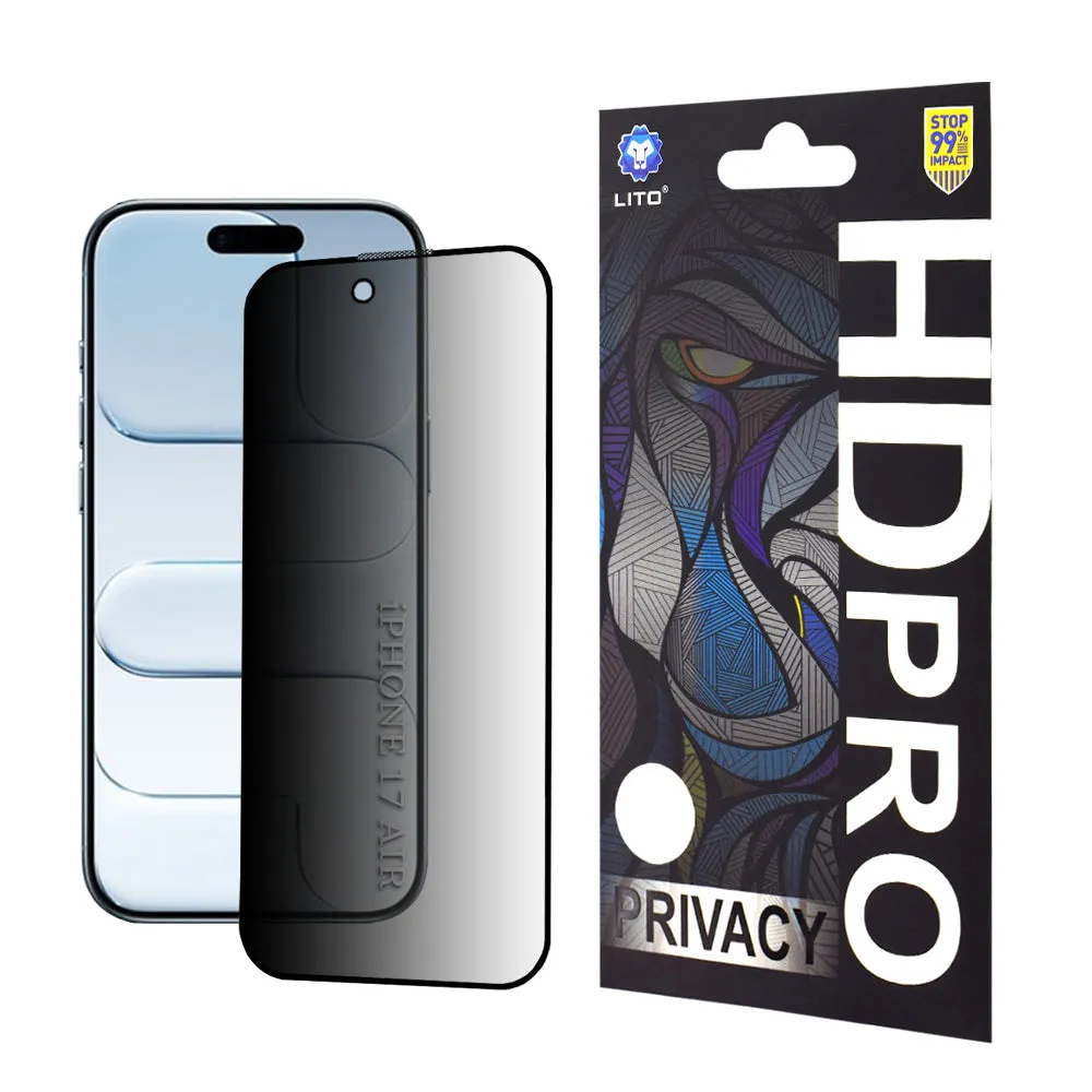 Pellicola Protettiva Schermo Privacy Lito HD Pro per Apple iPhone 17 Air, Vetro Temperato, Full Glue - immagine 1
