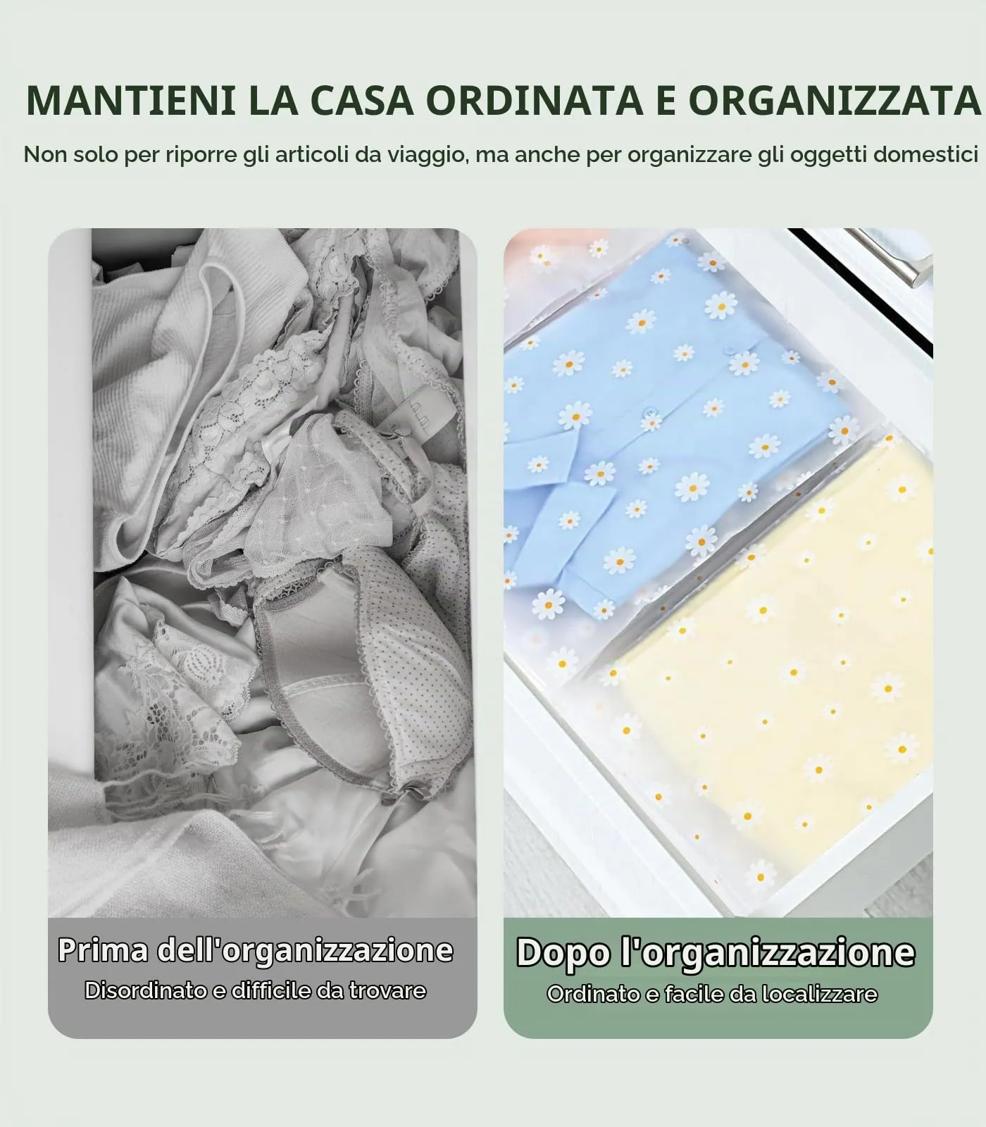 AiQInu 20 Pezzi Sacchetti per Vestiti Trasparenti Plastica,Riutilizzabile Sacchetti Vestiti Viaggio, Borsa Valigia Organizer, Trasparenti Plastica da Zip(4 taglie) - immagine 7