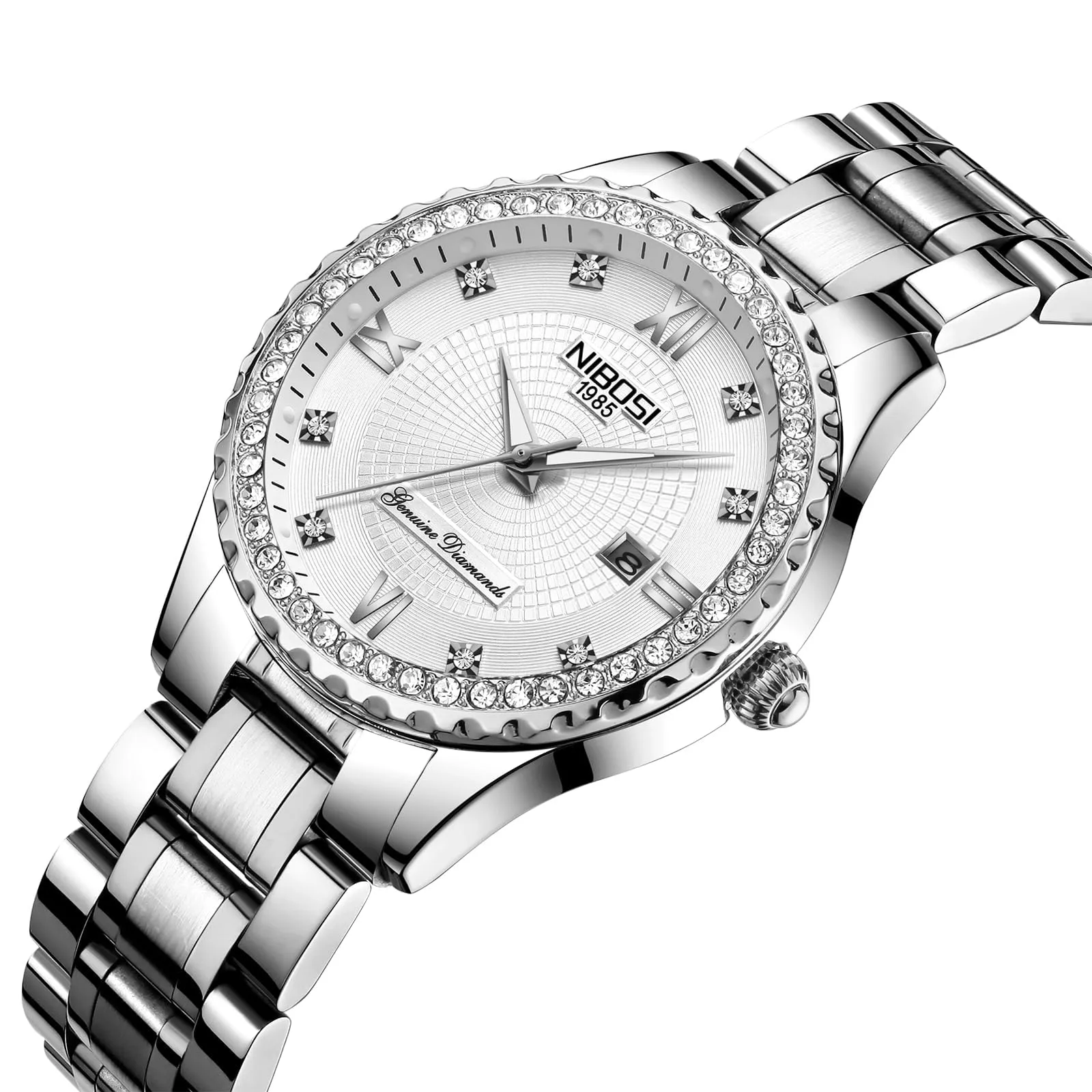 NIBOSI Orologio da polso da donna, orologio analogico al quarzo in oro rosa con quadrante a diamanti, elegante orologio da polso impermeabile per ragazze, bracciale gioiello - immagine 2